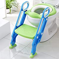 Los mejores  - Keplin - Asiento de inodoro ajustable para bebé con escalón para niños y niñas (Verde)